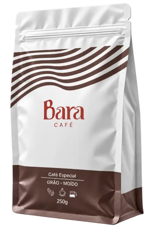 Embalagem do Bara Café Especial em grãos, variedade chocolate embalagem marrom