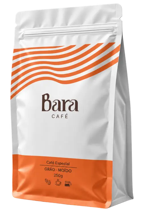 Embalagem do Bara Café Especial moído, versão laranja